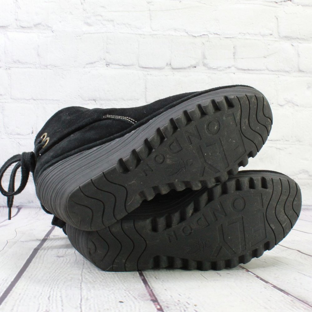 FLY London Yama Black Suede Wedge Ankle Bootie Boot Size 40 US 10 - Picture 9 of 9